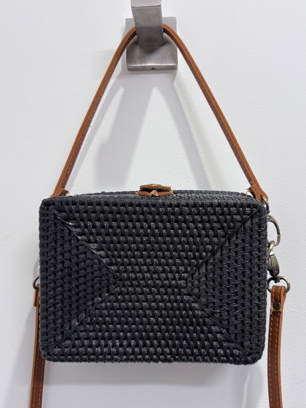 Anthropologie Boxy Rattan Crossbody Bag - Picture 15 of 16